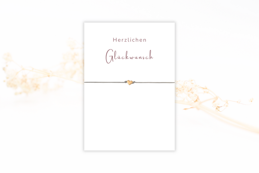 Karte Herzlichen Glückwunsch mit Armband Herz in rosegold