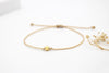 Makramee Armband in beige mit goldener 925 Silber Perle