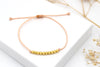 Makramee Armband 10 kleine Perlen 925 Silber vergoldet und geflochtenem Makramee Verschluss verstellbar