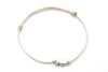 Schiebeknoten Armband Fisch silber und beigem Band