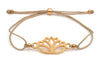 beiges Makramee Armband mit Lotus in rosegold