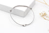 graues Armband Makramee mit einer kleinen Perle 925 Silber und Schiebe Schließe