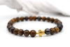 Herren Armband Tigerauge braun mit goldfarbener Schildkröte