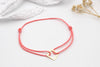 Rosepeach farbenes Makramee Armband leeres Viereck 925 Silber vergoldet mit Schiebeknoten Verschluss