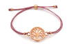 Aubergine Red farbenes Makramee Armband mit Baum des Lebens in rosegold
