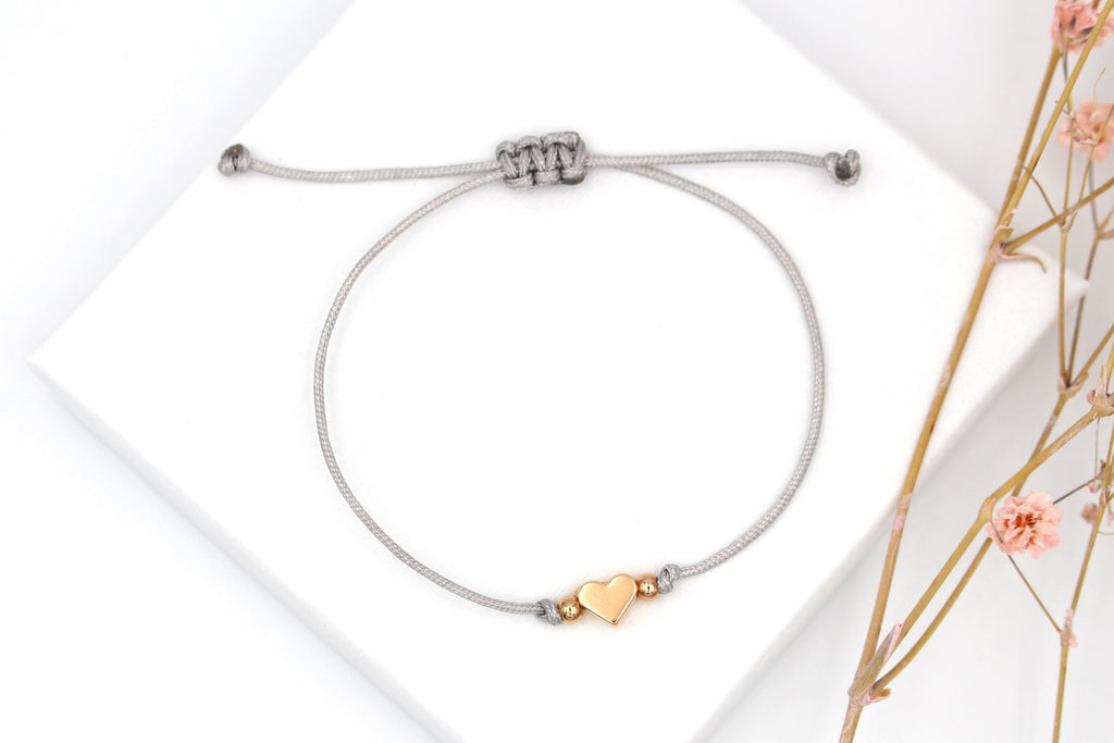 graues Armband Herz und Perle rosegold 