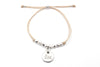 Rosenholz farbenes Armband Makramee mit Sisters Anhänger in silber