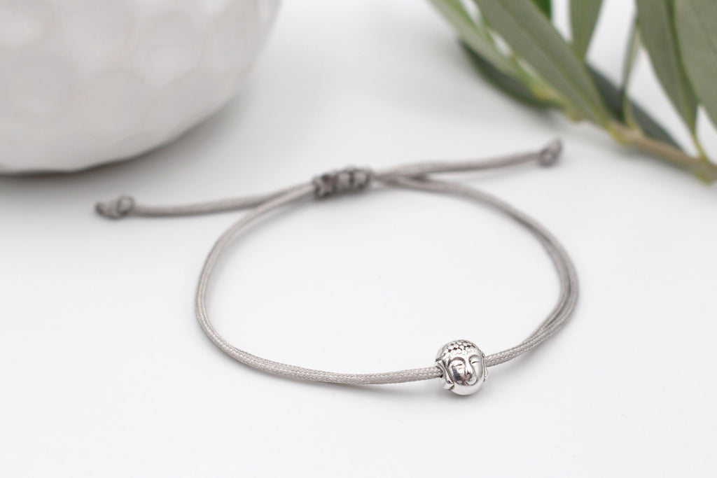 Buddha Armband Herren Grau mit silber