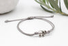graues Makramee Armband mit Elefant und geflochtenem Makramee Verschluss, verstellbar