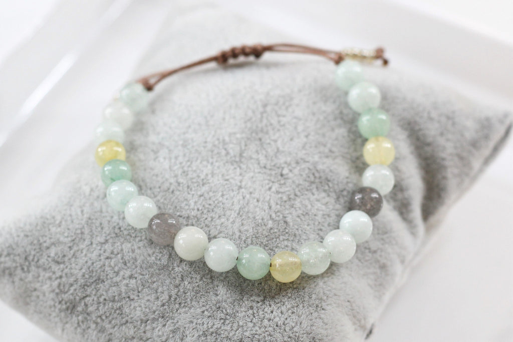 Damen Armband mit Perlen in Türkis Kupferfarbenen Natursteinperlen und geflochtenem Makramee Verschluss zum verstellen