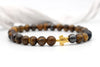Armband Tigerauge in braun mit goldfarbener Schildkröte