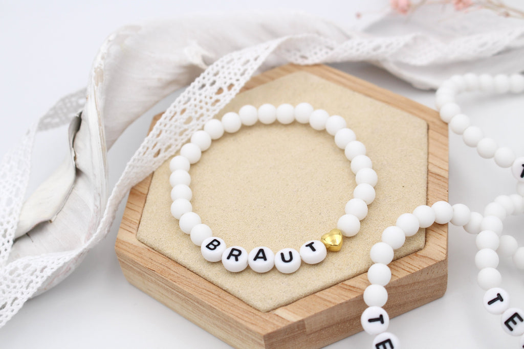 weiße Braut Armbänder für deine Hochzeit und den JGA