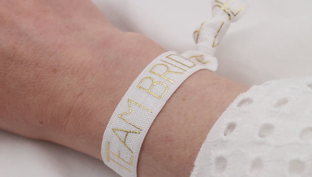 Video JGA Armband Team Bride weiß mit gold