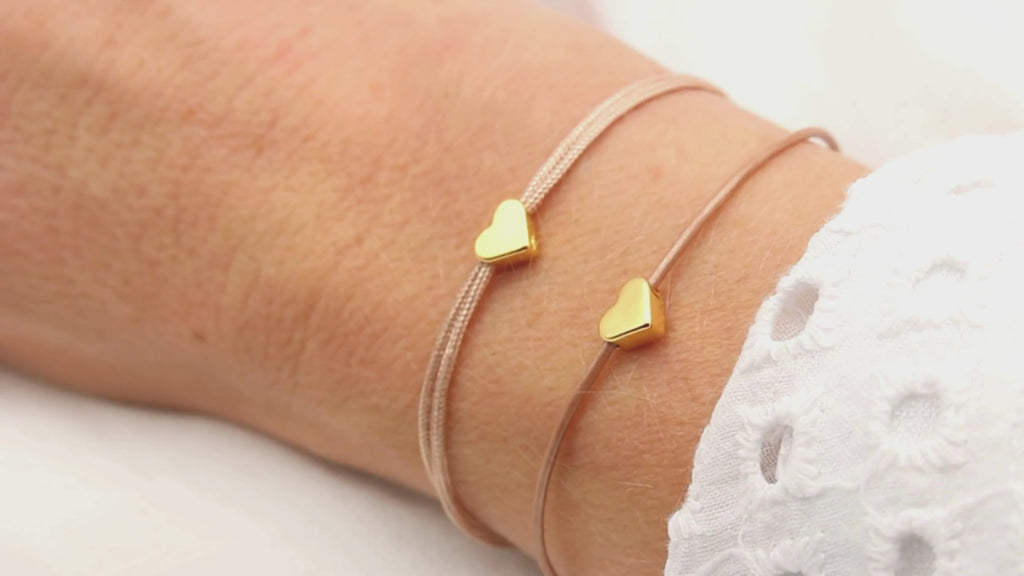 Tragevideo Herz Armband Set für Damen in Rosenholz mit Herz gold