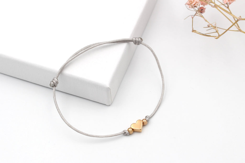 Schiebeknoten Armband mit Herz und Perle rosegold als Freundschaftsarmband