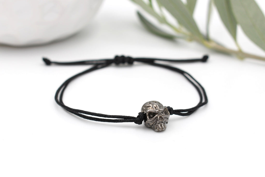 schwarzes Skull Armband Herren, Schädel