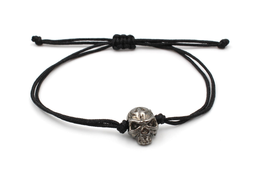 Herren Armband mit schwarzem Totenkopf Symbol