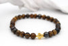 Perlenarmband Tigerauge mit Schidlkröte in goldfarben, elastisch und dehnbar