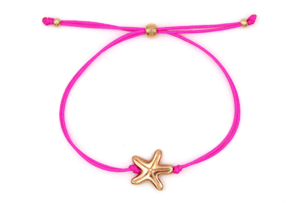 pinkes Sommerarmband Seestern mit Anhänger in gold oder rosegold erhältlich