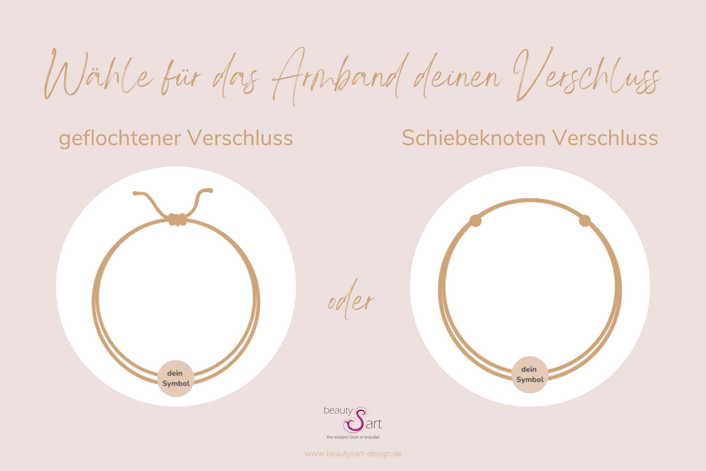 Grafik Auswahl Verschlüsse, Schiebeknoten und Makramee Verschluss