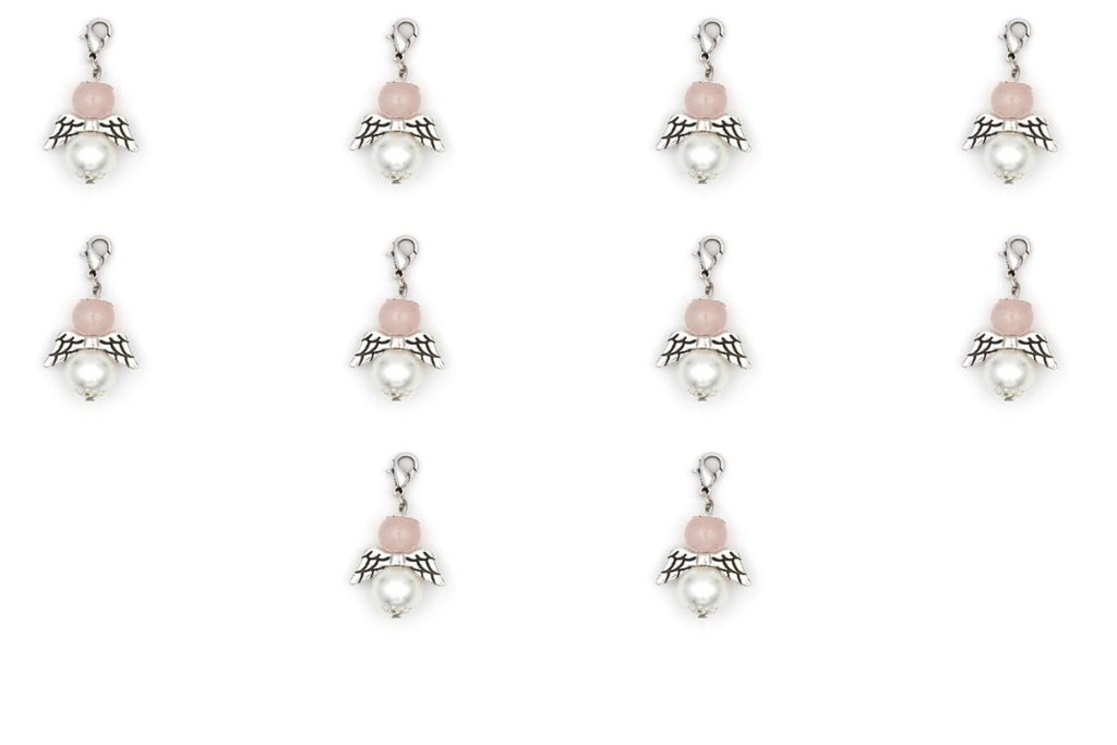 10 Schutzengel Anhänger, Engel aus Perlen hell rosa weiß für Firmung und Hochzeit
