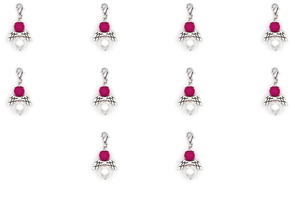 10 Schutzengel Anhänger, Engel aus Perlen pink weiß für Firmung und Hochzeit