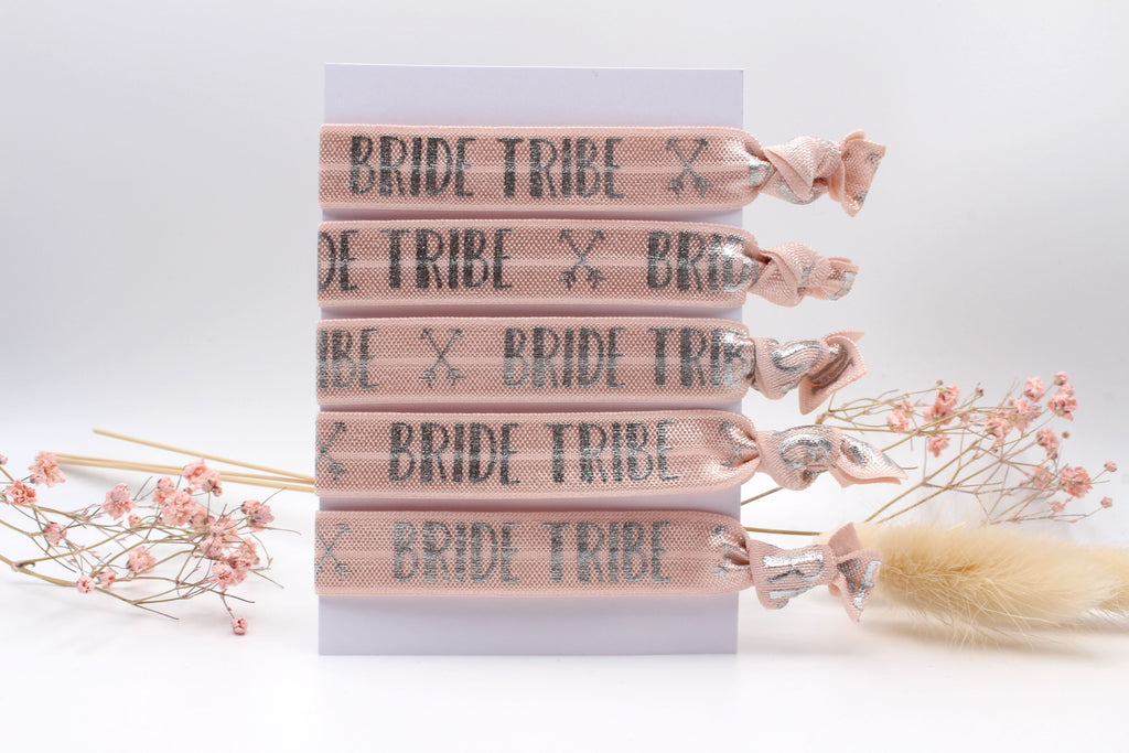 5 elastische Armbänder im Set in blush Rose für den Junggesellinnabschied oder die Braut Party