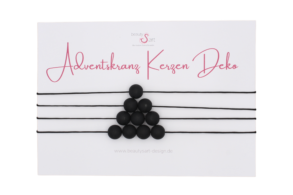 Adventskranz Kerzen Dekoration mit schwarzen Perlen auf Karte