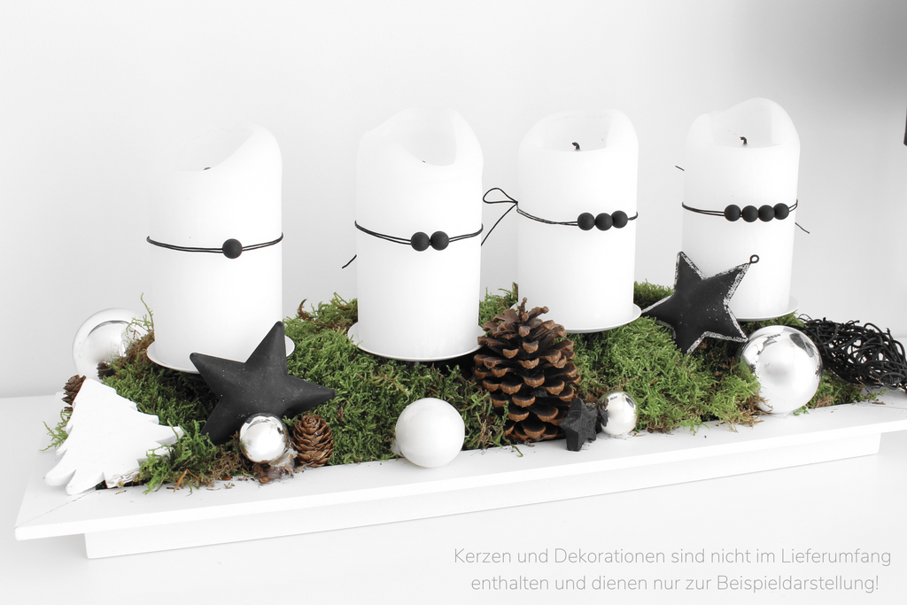 Adventskranz Kerzen Dekoration mit schwarzen Perlen