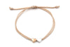 Makramee Armband in Rosenholz mit 2 Herzen bicolor in silber-und rosegold und verstellbarem Verschluss