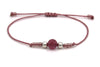 Makramee Armband kleine Perlen 925 Silber und Natursteinperle in brombeerefarben