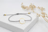 schlichtes Armband aus Makramee mit feinem Kreis Symbol in gold für Frauen