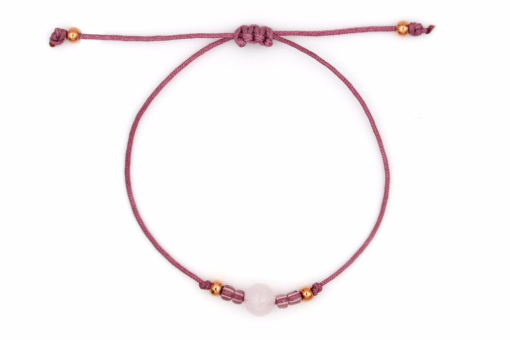 filigranes Armband mit Halbedelsteinperle Jade hell Rosa und rosegold-, gold- oder silberfarbenen Perlen