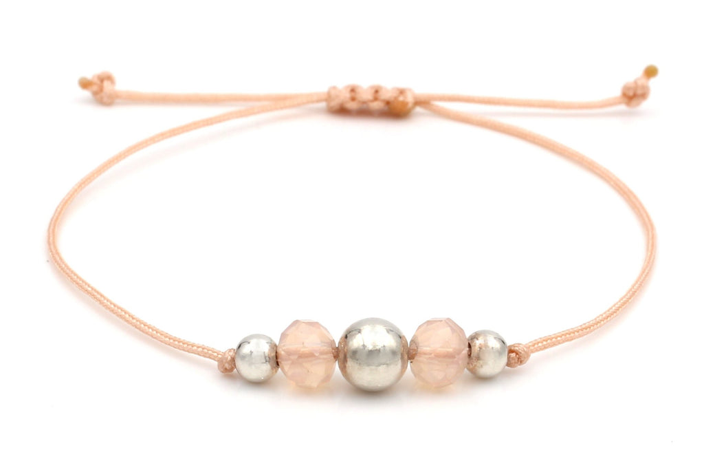 Armband mit 3 Perlen 925 Sterling Silber in pfirsichfarben