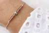 Armband kleine Perle 925 Silber und Glasperlen rosenholz als Freundschaftsarmband für Freundinnen