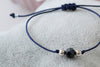 edles, blaues Makrameearmband mit 925 Silber Perle