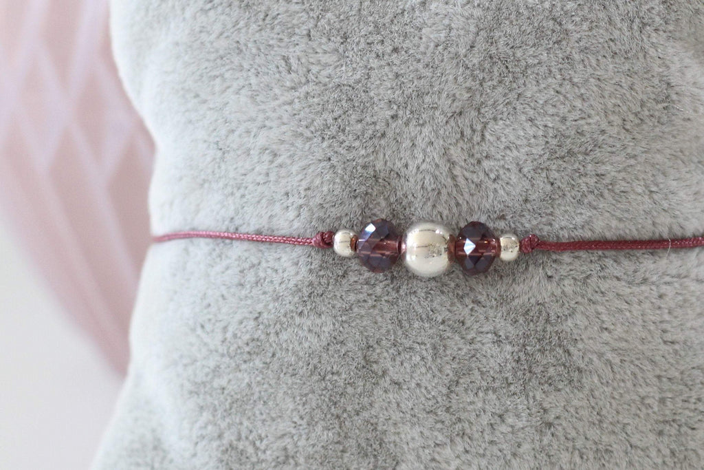 Armband mit Perle 925 Silber in brombeerefarben