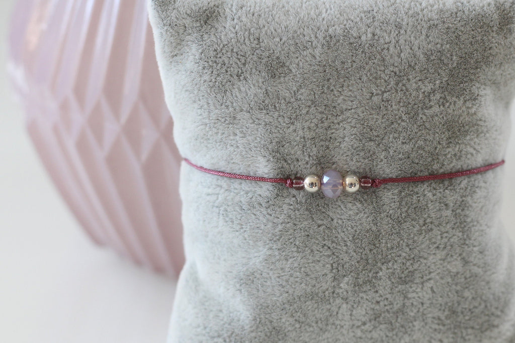 zartes Makramee Armband 2 Perlen 925 Silber altrose
