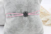 Makramee Armband kleine Rose in schwarz und rosa