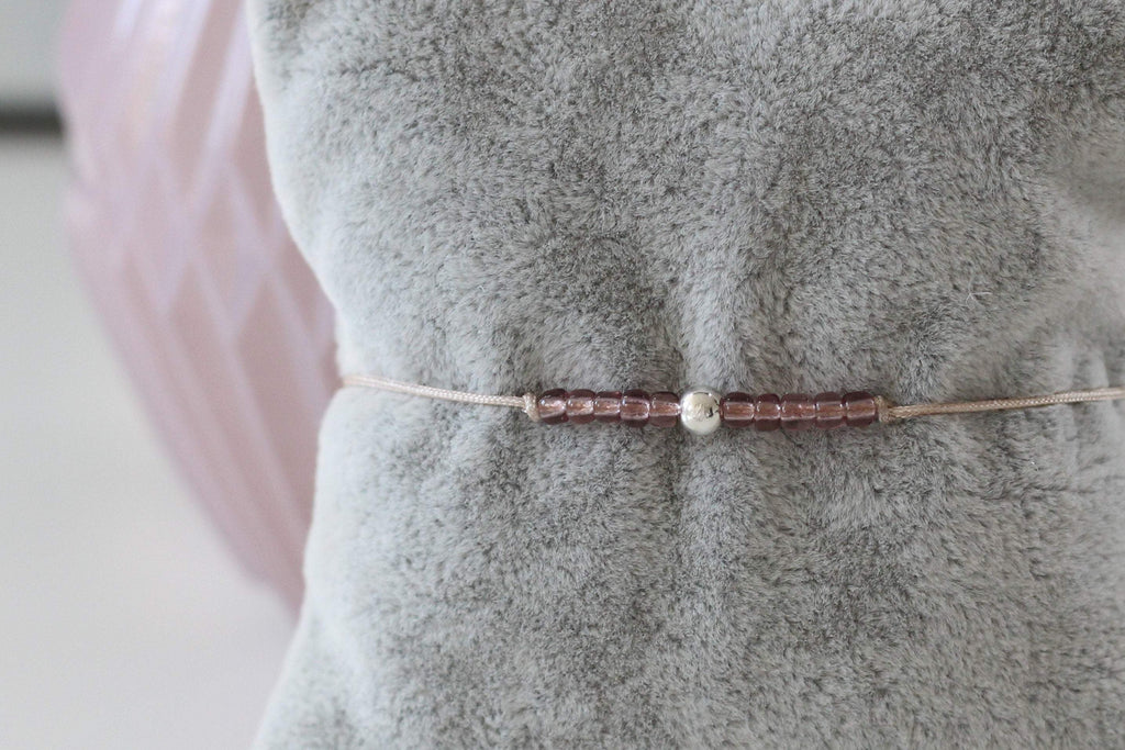 Makramee Armband mit einer Perle 925 Silber in rosenholz als kleine Geschenkidee beste Freundin