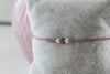 Makramee Armband 2 kleine Perlen 925 Silber mit Facettenperle in zarten beerentönen
