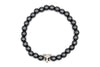 Perlenarmband Herren schwarz grau mit Tiger Kopf
