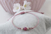 Armband kleine Perlen 925 Sterling Silber im modernen altrose und geflochtenem Makramee Verschluss