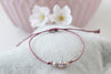 Armband 2 Perlen 925 Silber als Freundschaftsarmband in brombeere