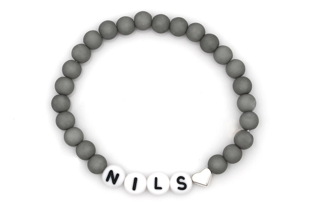 personalisiertes Perlen Armband in grau