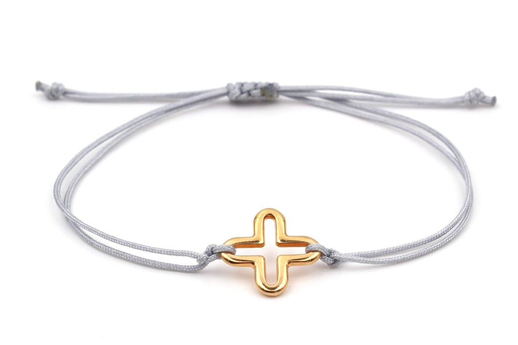 Makramee Armband mit Kreuz in rosegoldfarben
