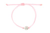rosa Makramee Armband Kreuz silberfarben als Geschenk zur Kommunion