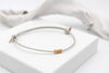 Lederarmband ivory mit 3 Perlen Farbe rosegold, Geschenkidee Freundin Frau Geburtstag