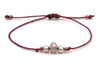 filigranes Makramee Armband mit 2 Perlen 925 Silber rose in zarten beeren Tönen