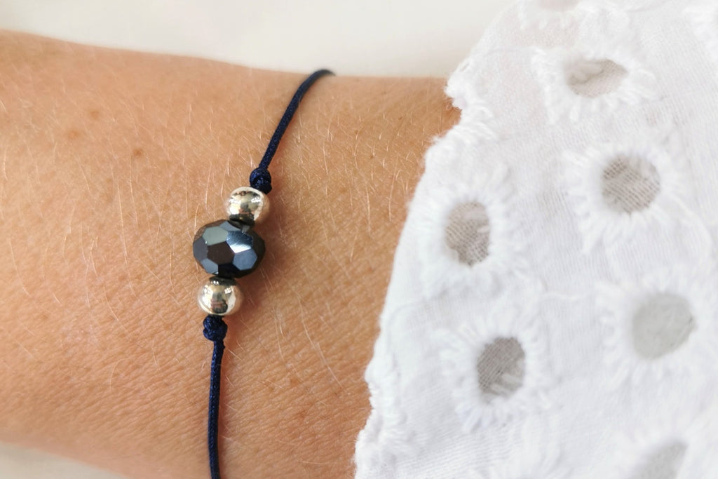 Armband 2 Perlen 925 Silber blau als Geschenk Idee für die Trauzeugin zur Hochzeit zu fragen